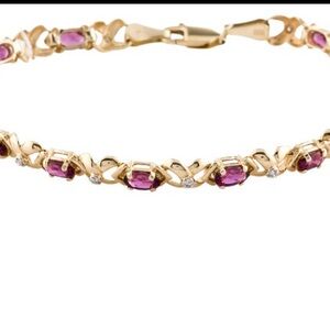 14K 3.25ctw Rhodolite & Diamond Bracelet